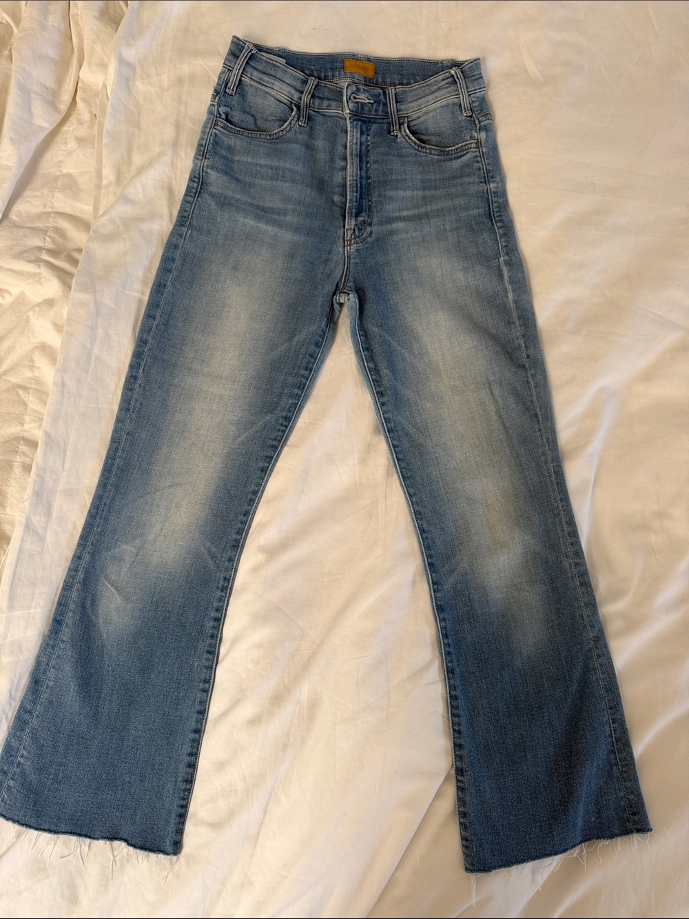 MOTHER Light Blue High-Rise Flare Jeans - Washed Denim
